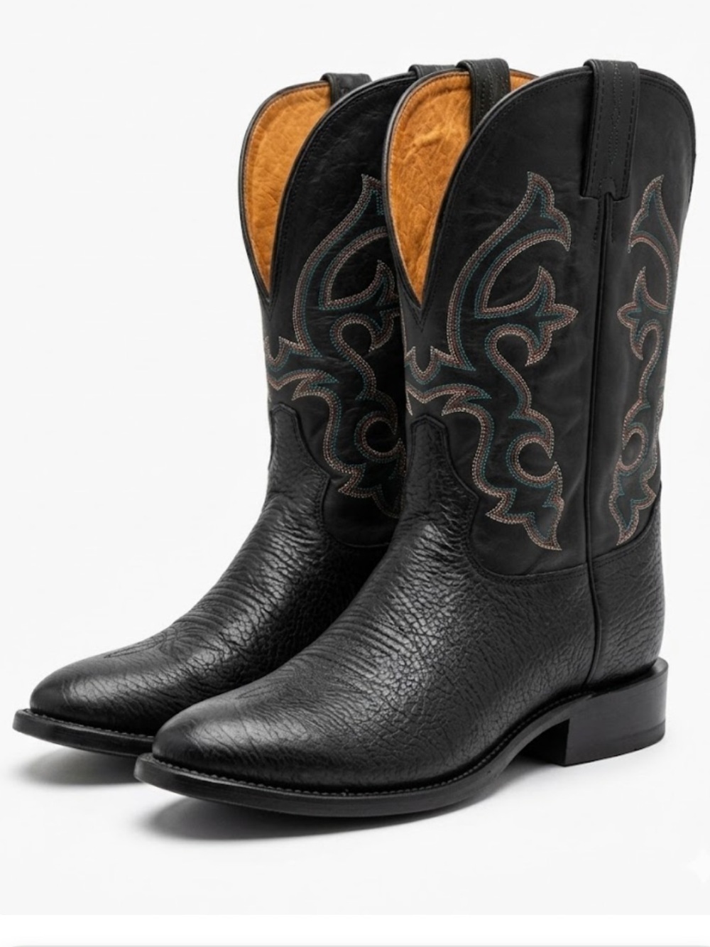 Tony Lama Black Western Cowboy Boots with Contrast Stitching size 10 1/2 B